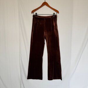Vintage Chocolate Brown Stretch Velvet Flare Leg Trouser Dress Pants Size 10